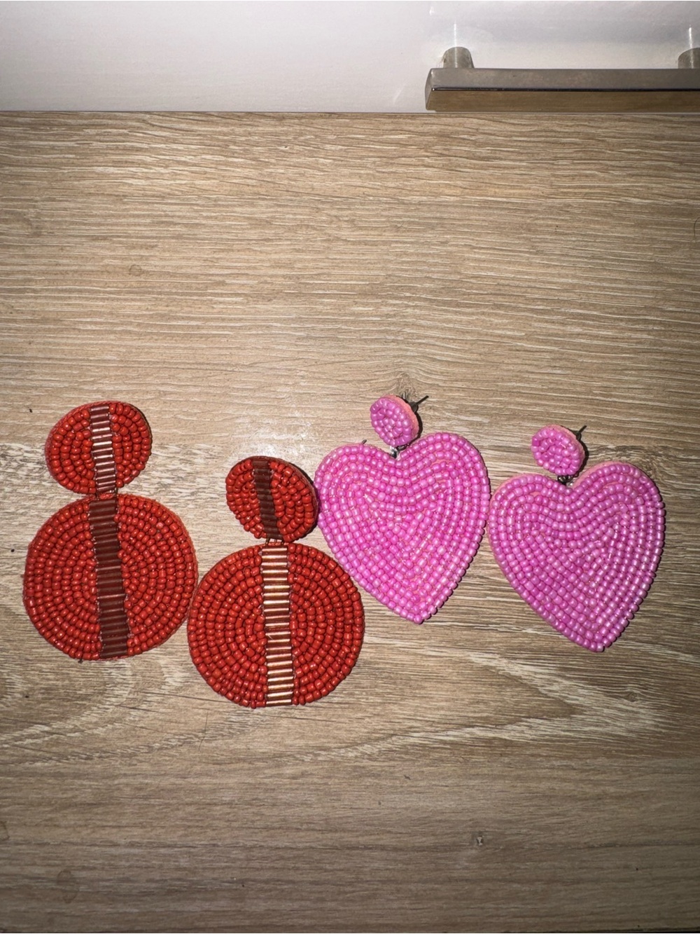 Red and Pink Beaded Earrings Bundle